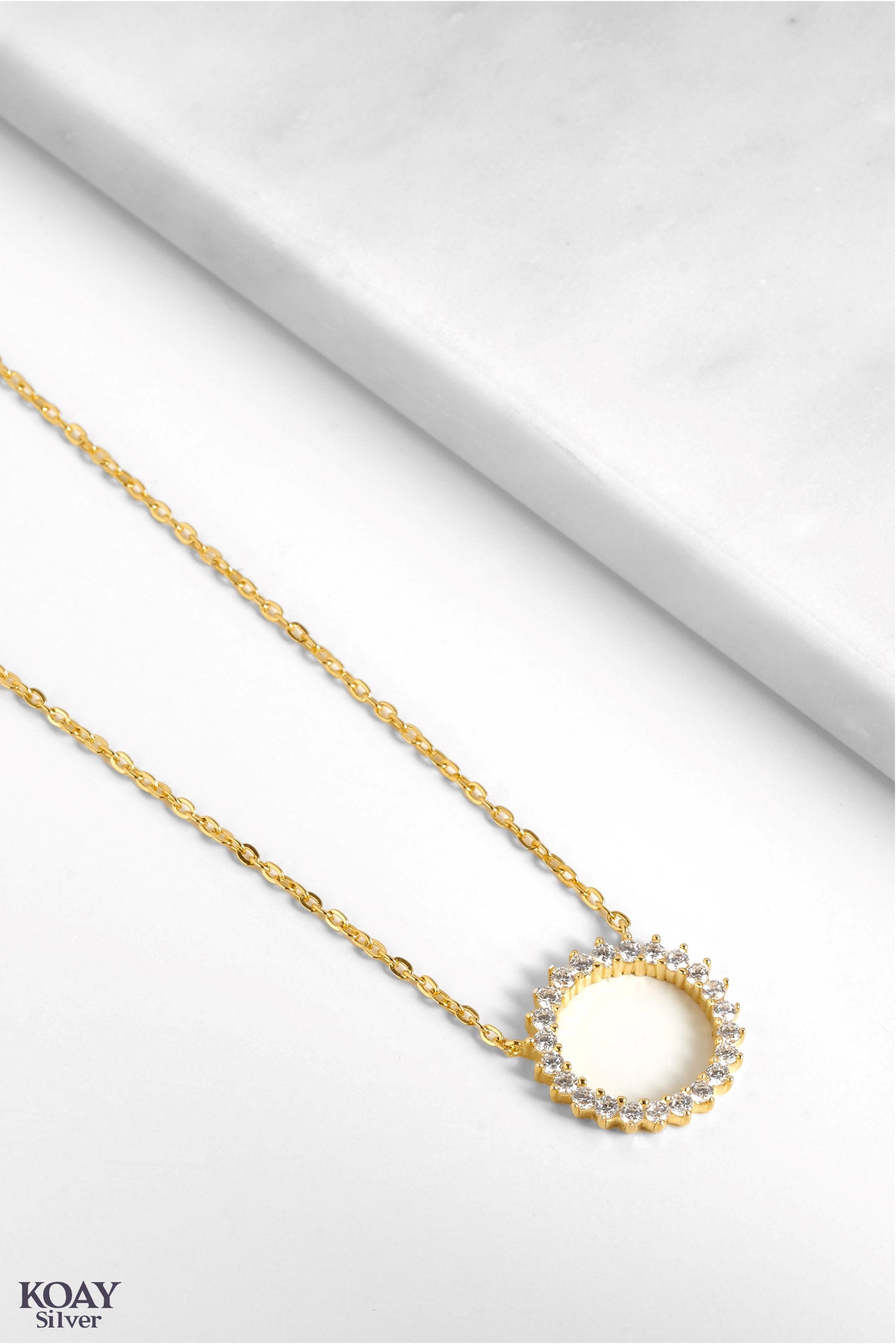 Zircon Sun Necklace Gold Plated