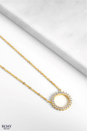 Zircon Sun Necklace Gold Plated