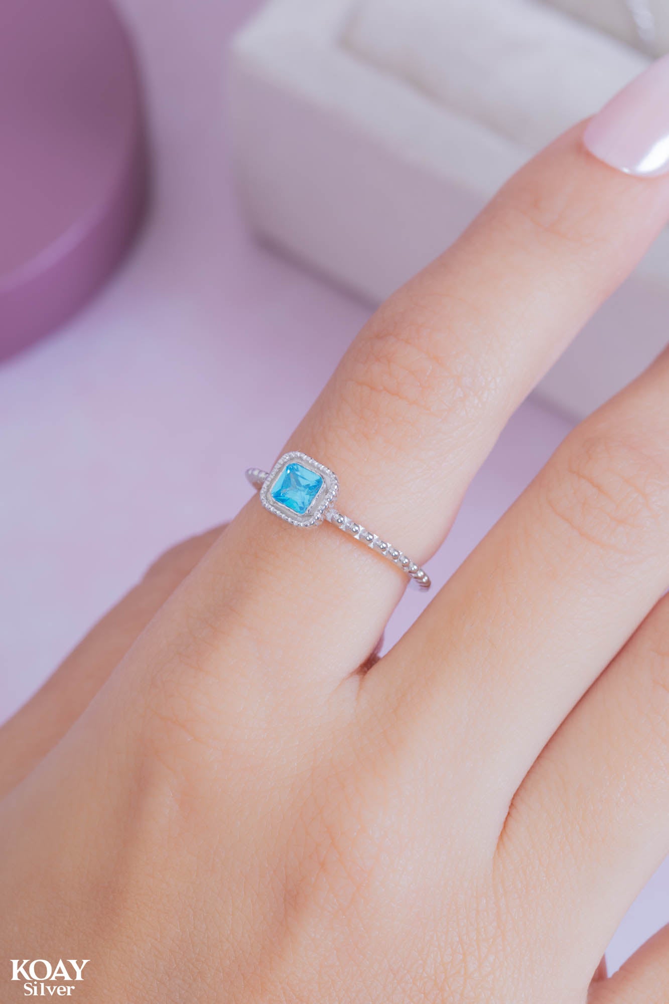 Zircon Ring (081-Aqua stone )