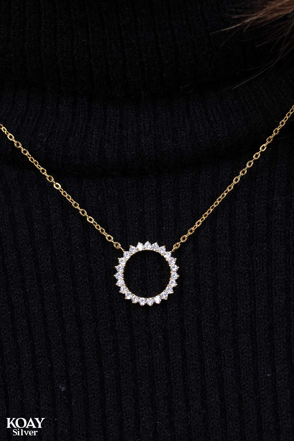Zircon Sun Necklace Gold Plated