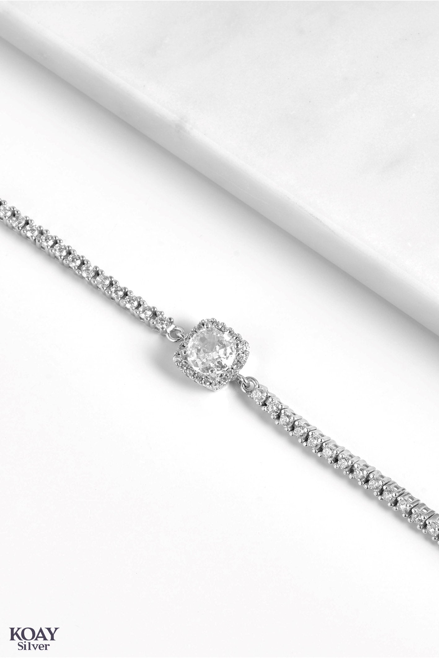 Single Square Zircon Chain Tennis Bracelet
