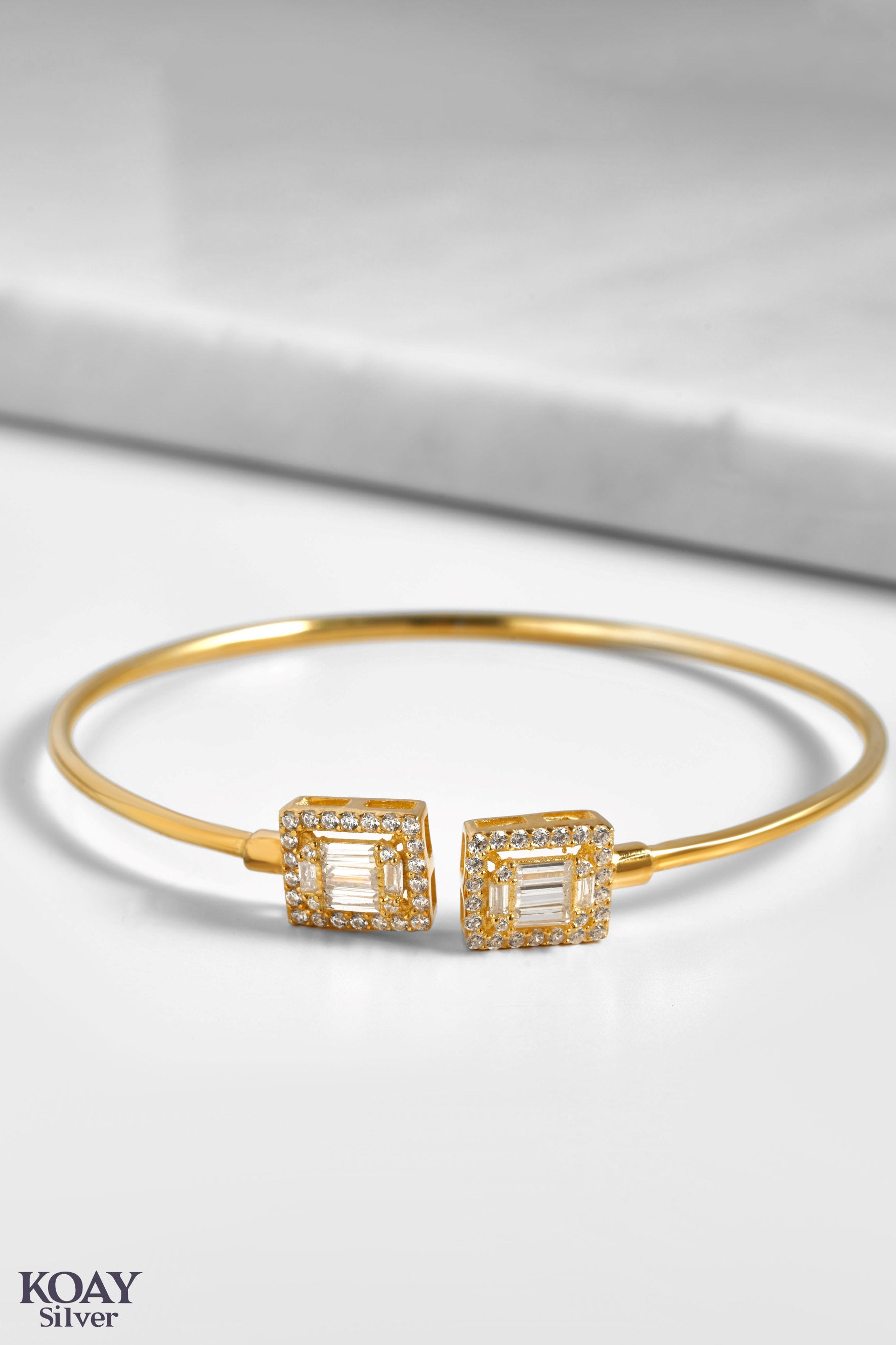 Double Square Gold Plated Bangle