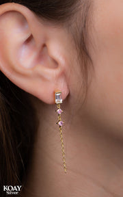 Zircon Pink Chain Earring