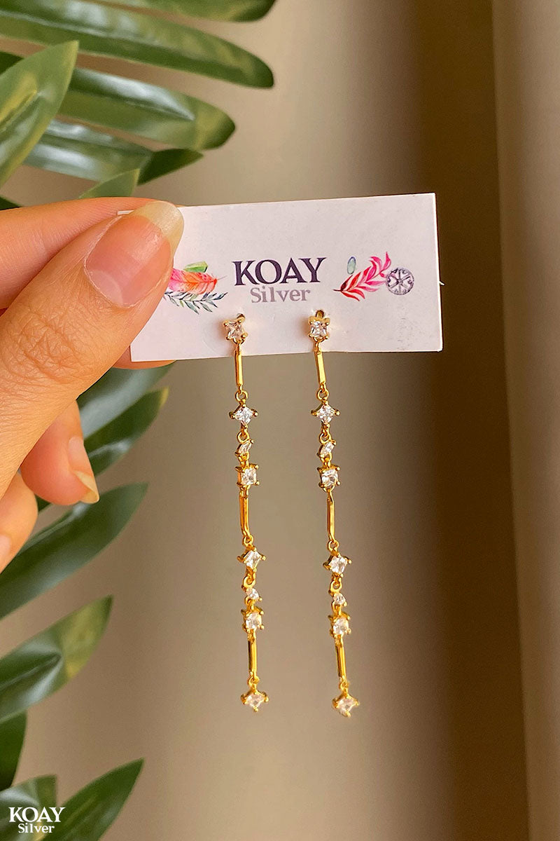 Zircons Chain Earring(03-GP)