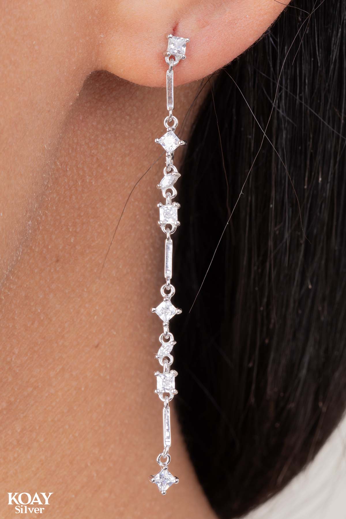 Zircons Chain Earring (03)