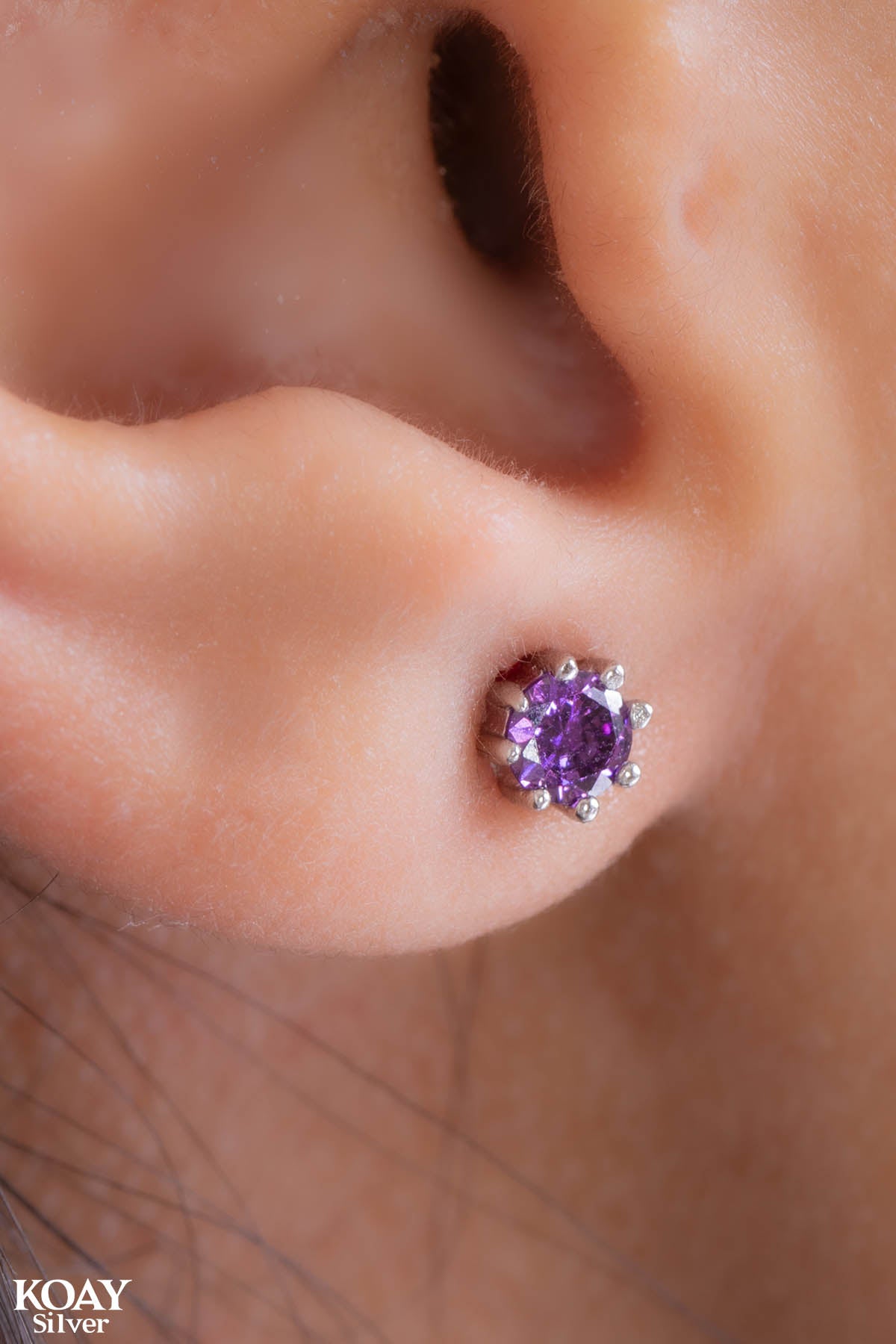 Tiny Purple Zircon Earring