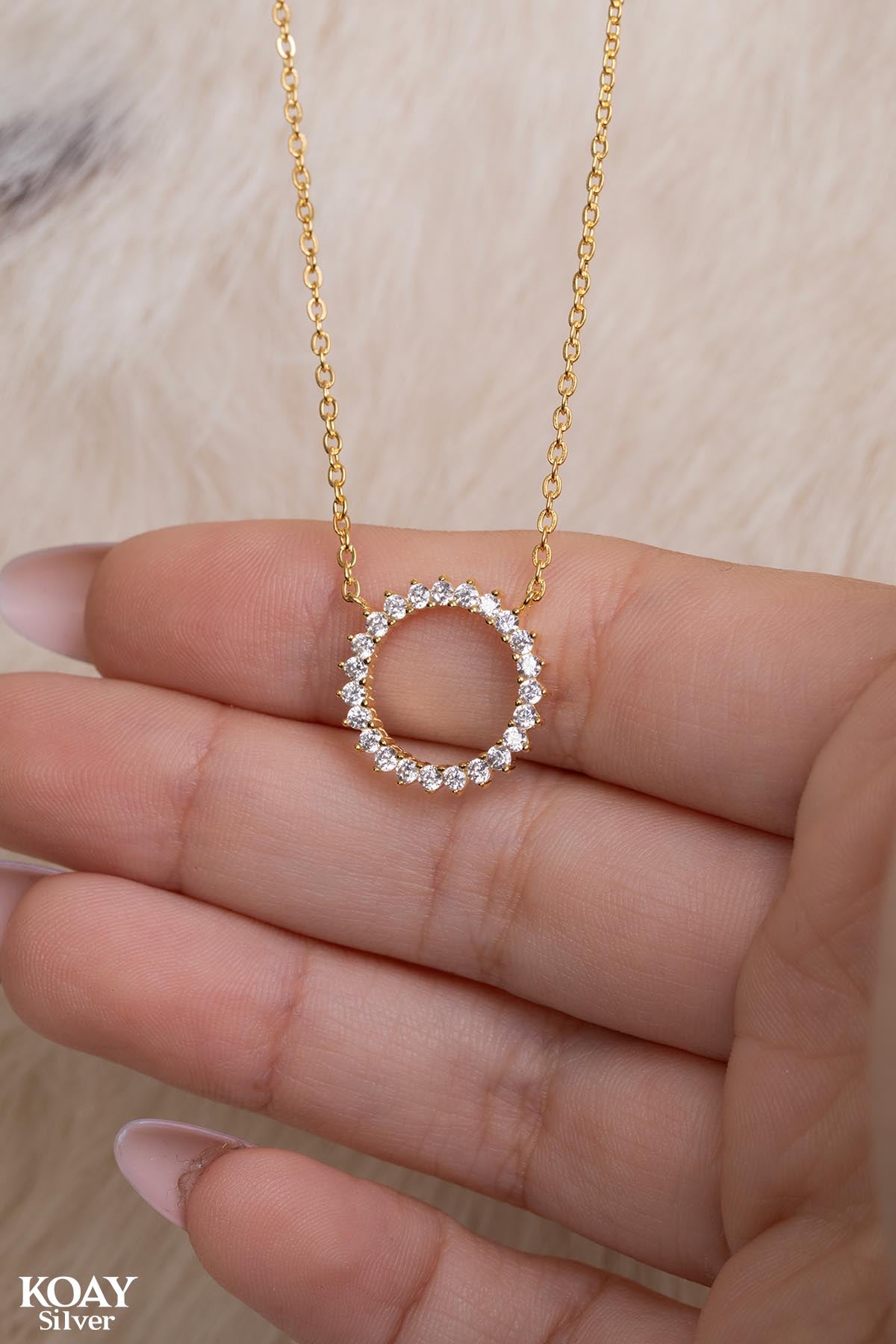Zircon Sun Necklace Gold Plated