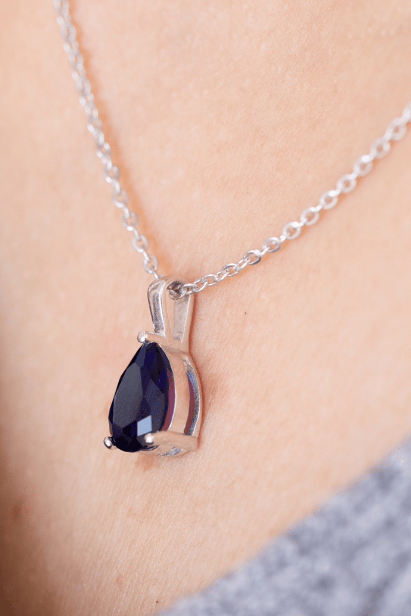 Zircon Oval Blue Necklace