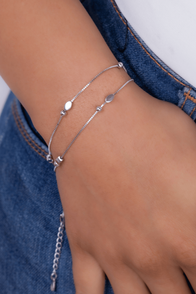 Oval & balls Double Layer Bracelet