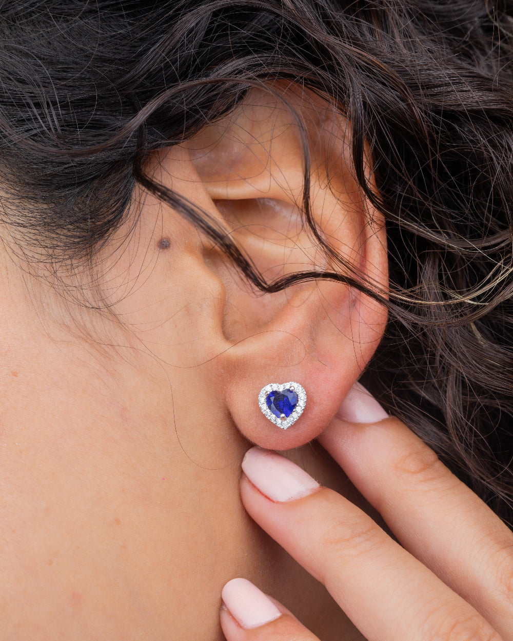Zircon Blue Heart Earring