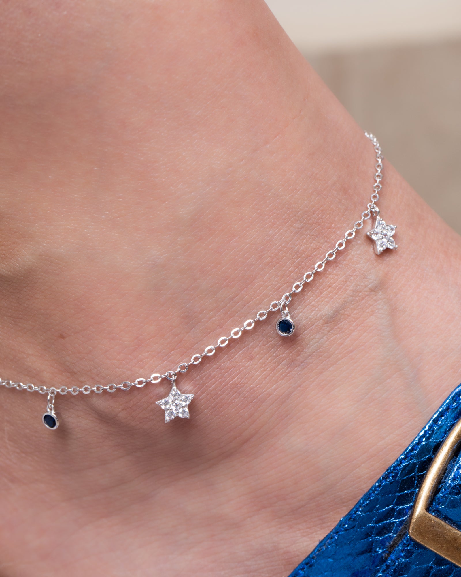 Zircon Blue & Star Anklet