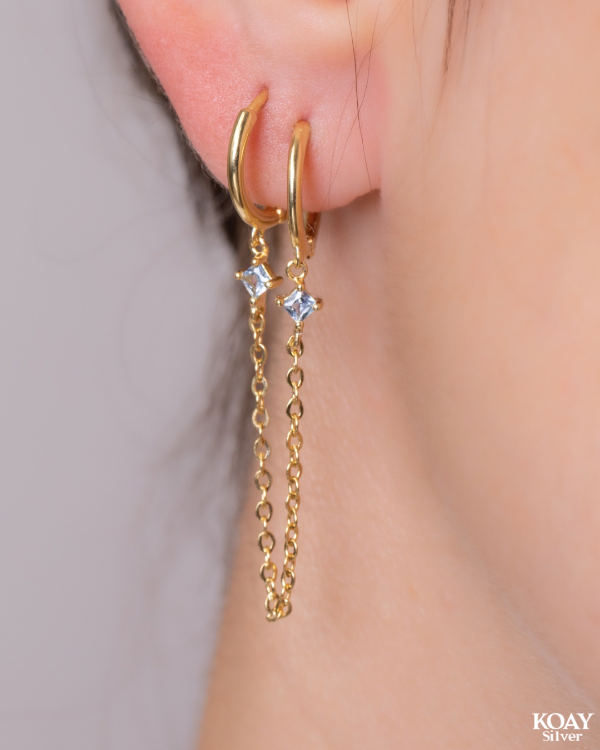Zircon Chain Earcuff GP (Aqua)