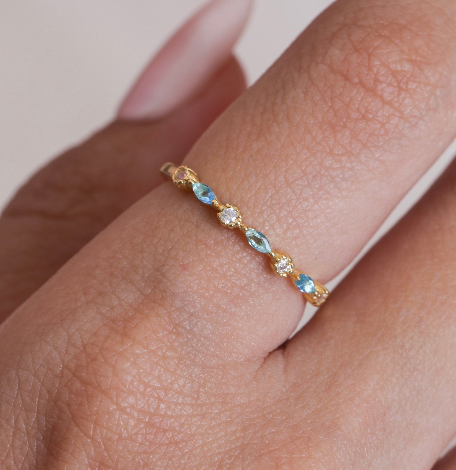 Zircon (093) Aqua Gold Plated Ring