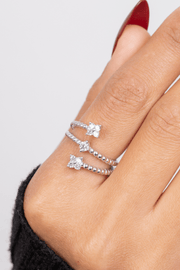 Zircon & Flowers Triple Layer Ring