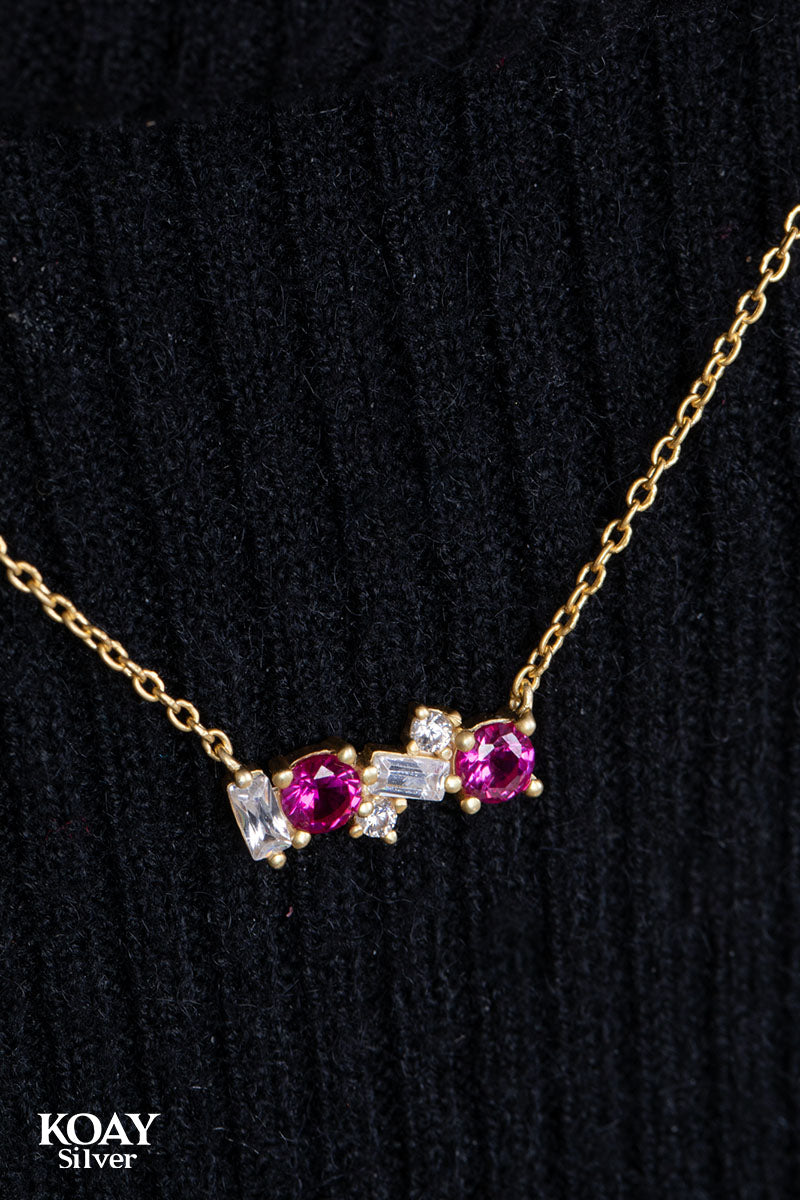 Zircons (07) Pink GP Necklace
