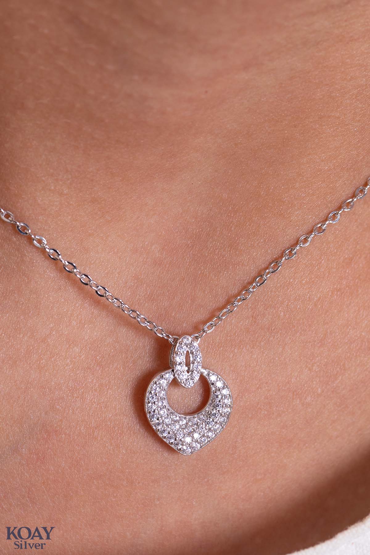 Zircon Heart & Oval Necklace