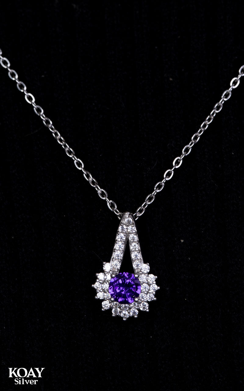 Oval Stone (02) Purple Necklace