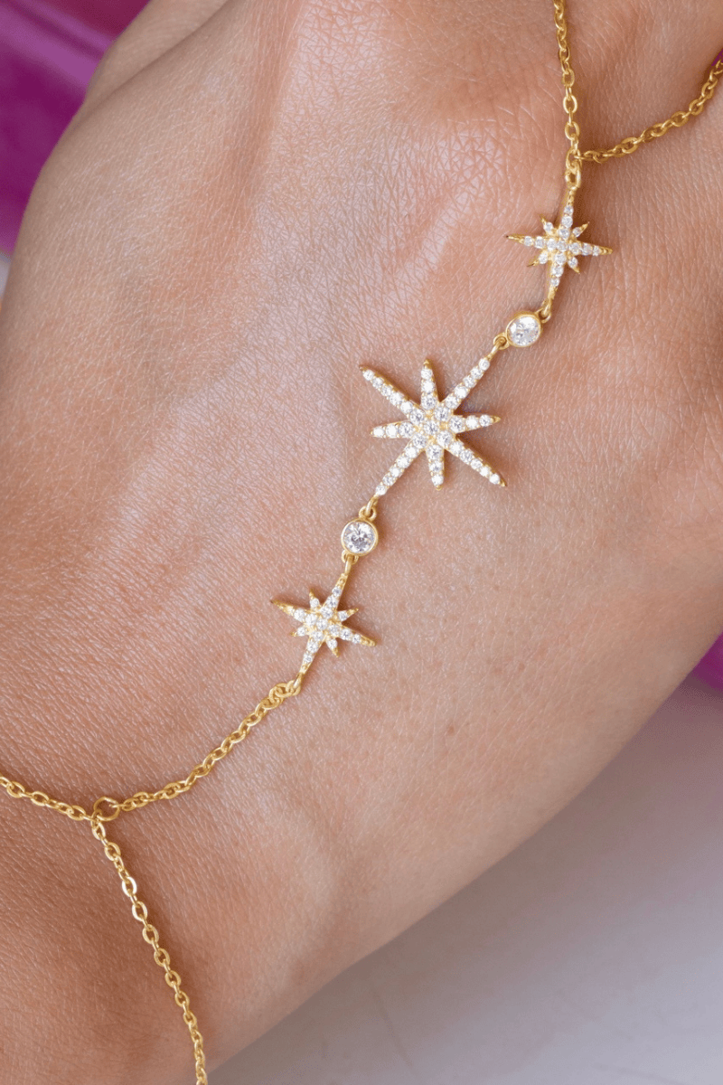 Zircon Three North Star Gold Plated Handchain