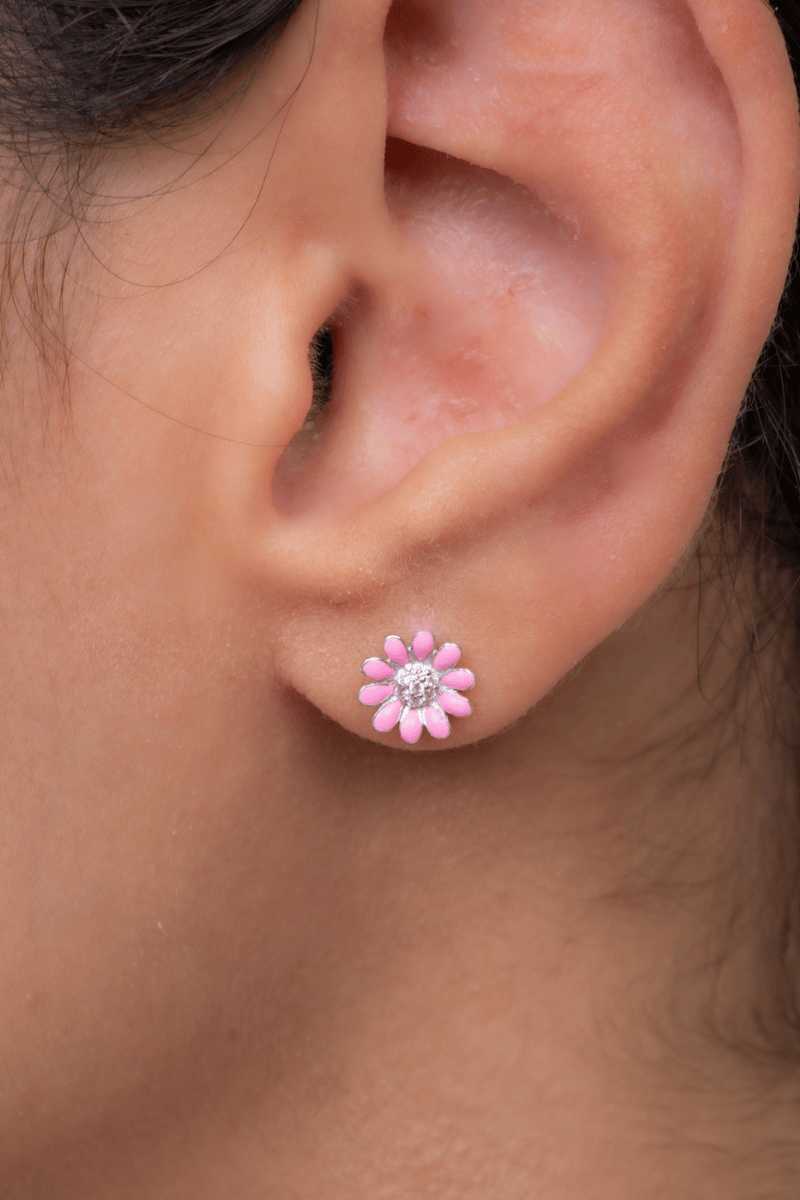 Zircon Pink Flower Earring
