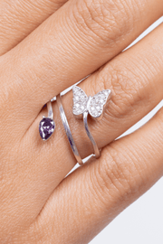 Zircon Butterfly & Oval Purple Ring