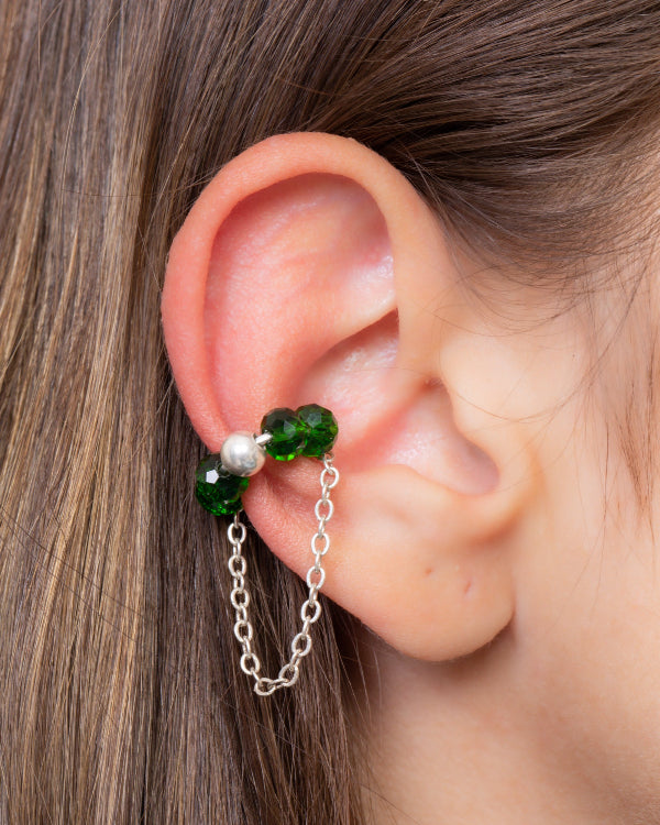 green stones earcuff