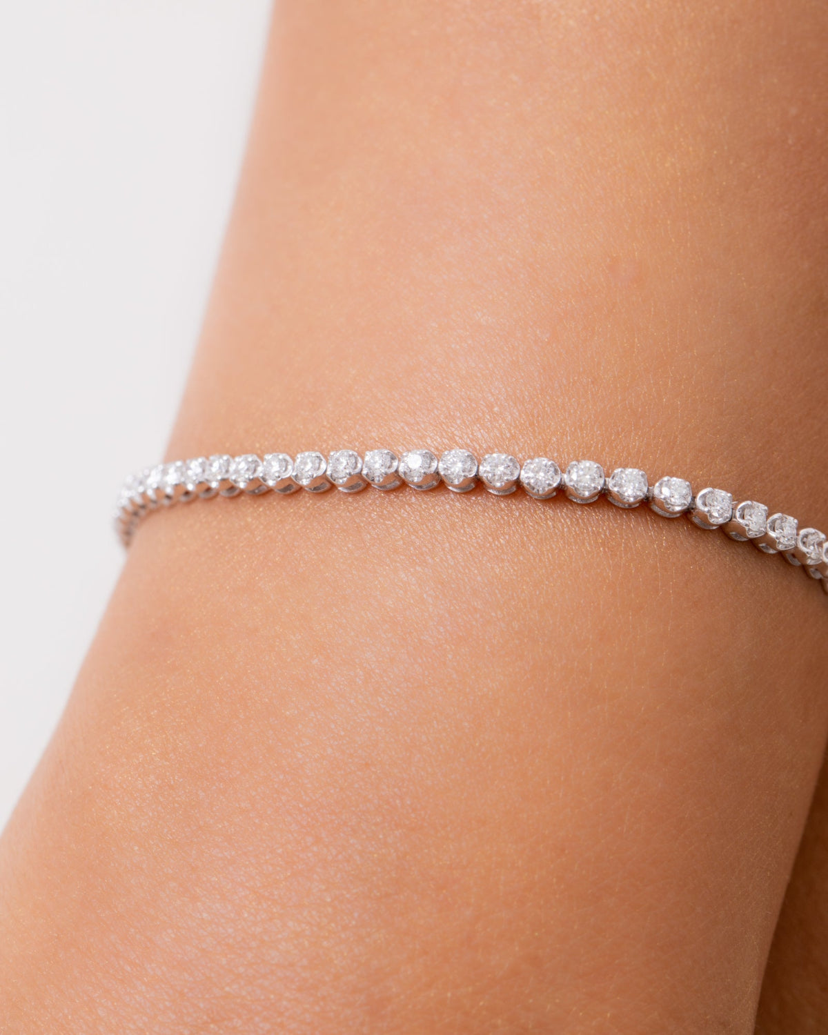 18K White Gold Half Tennis Diamond Bracelet - RA7349