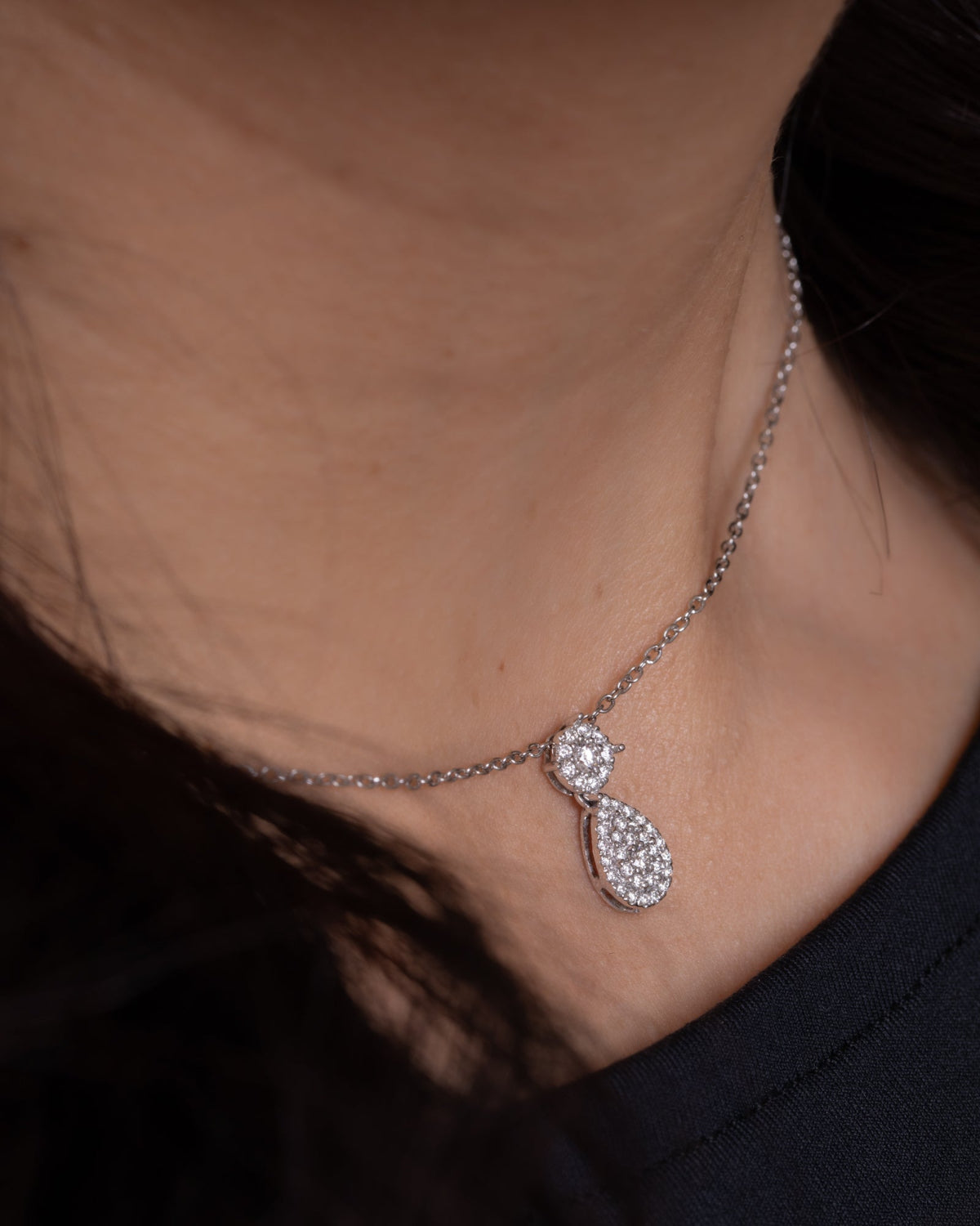 18K White Gold Diamond Necklace- SA2380