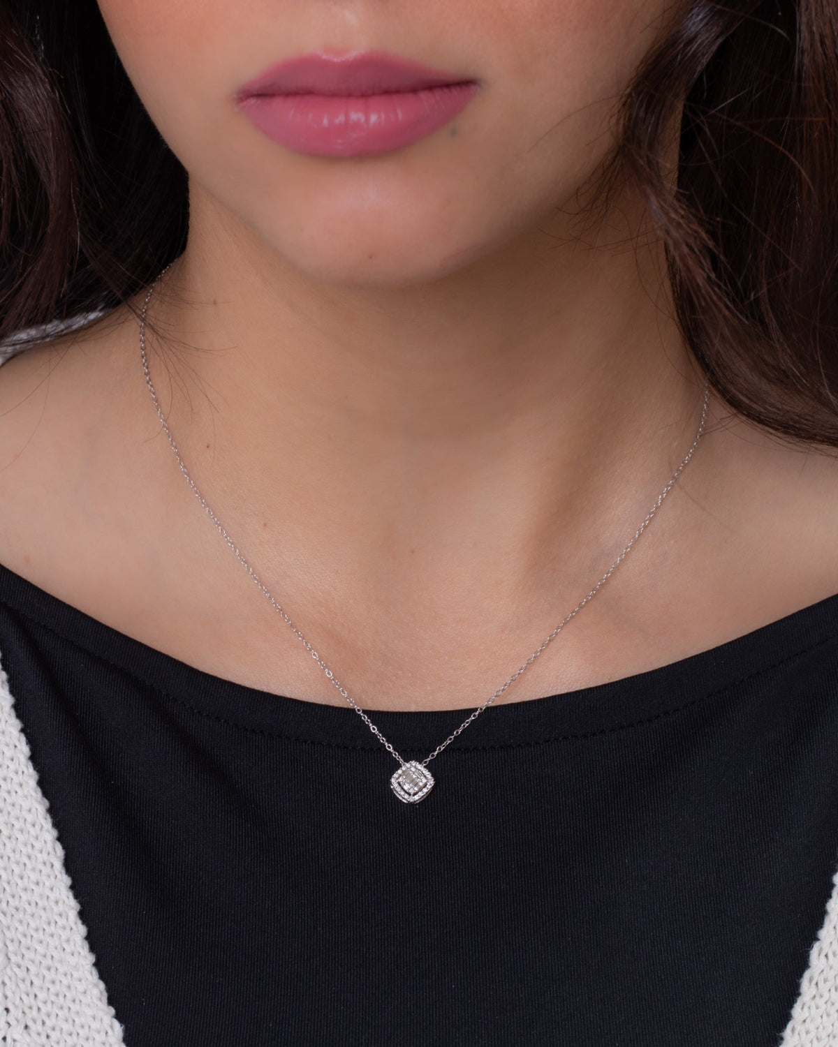 18K White Gold Diamond Necklace- SA1287