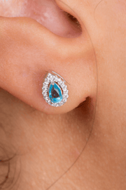 Oval Zircon Aqua (01) Earring