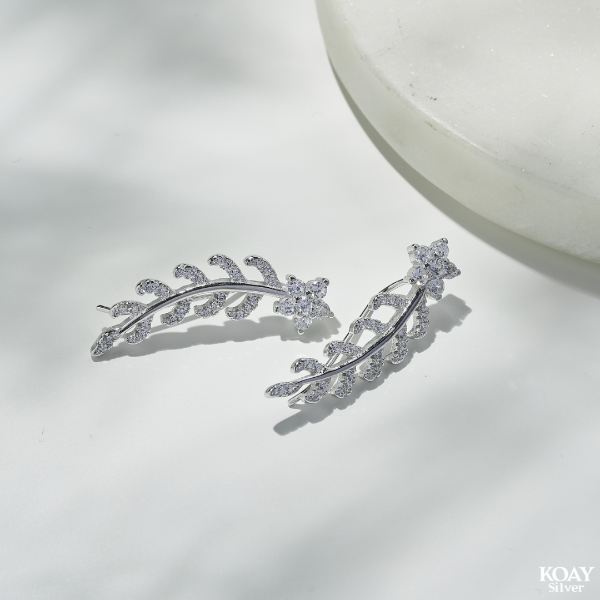 Zircon Leaf Earring