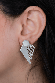 Triangle White Stone Earring