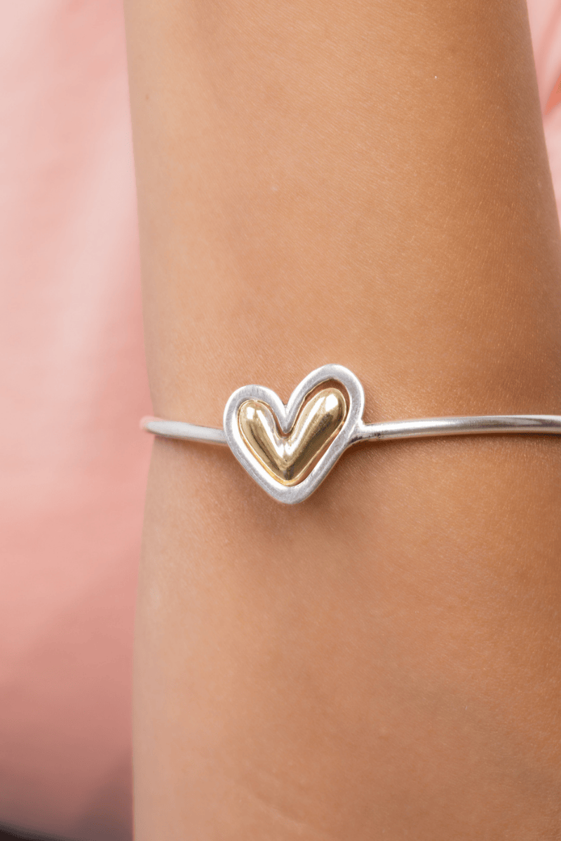 Plain Heart Gold Plated Bangle