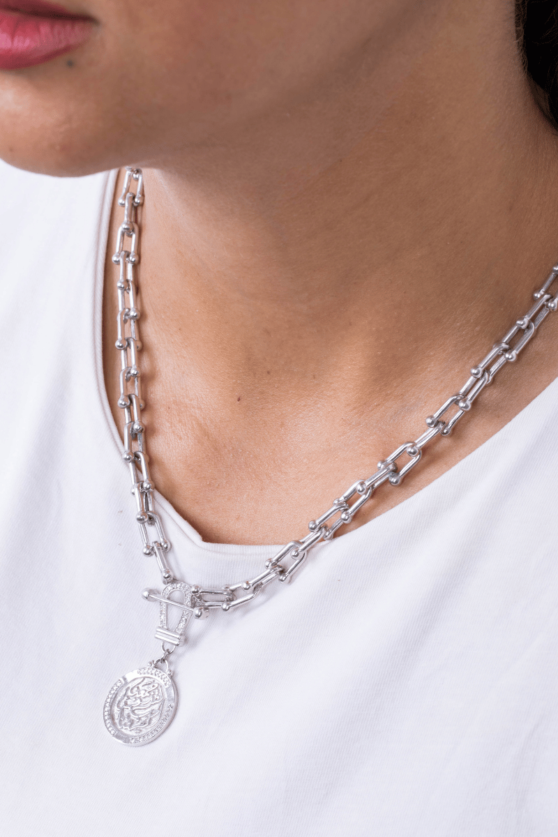 Zircon Arabic Link Chain Necklace