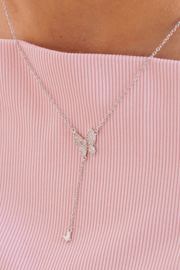 Zircon & Plain Butterfly (03) Necklace