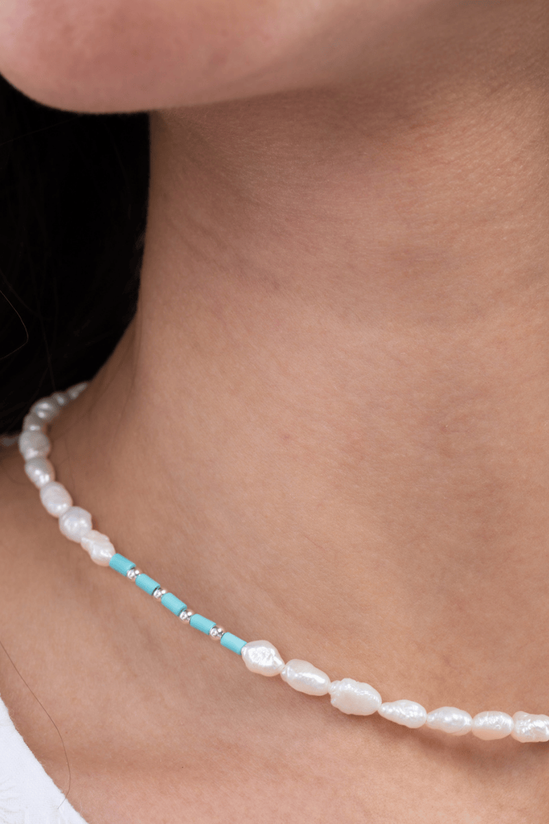 pearl&turquoise necklace
