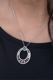 Zircon Circle Purple & Green Necklace