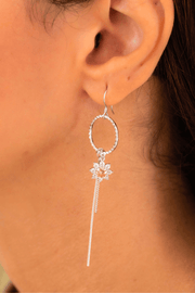 Zircon Circle & Flower Orange Earring