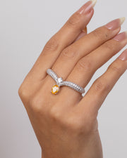 Zircon Double Finger Yellow Ring