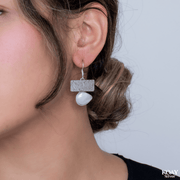 White Stone Oval Earring
