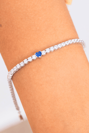 Zircon Blue Heart Tennis (03) Bracelet