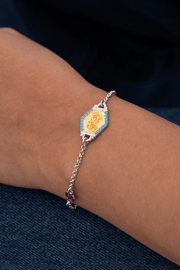 Zircon Turquoise & Fuchsia La Nftrak Gold Plated Bracelet