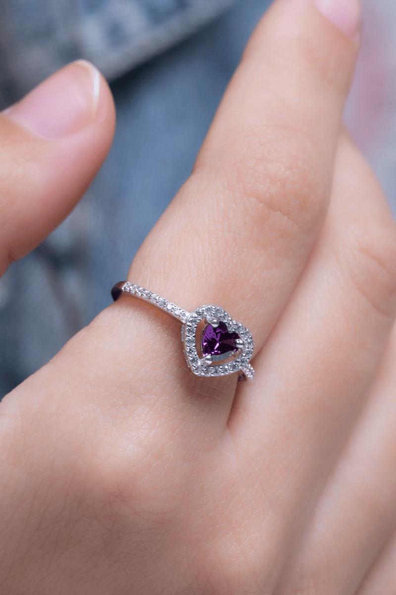Zircon Purple Heart Ring