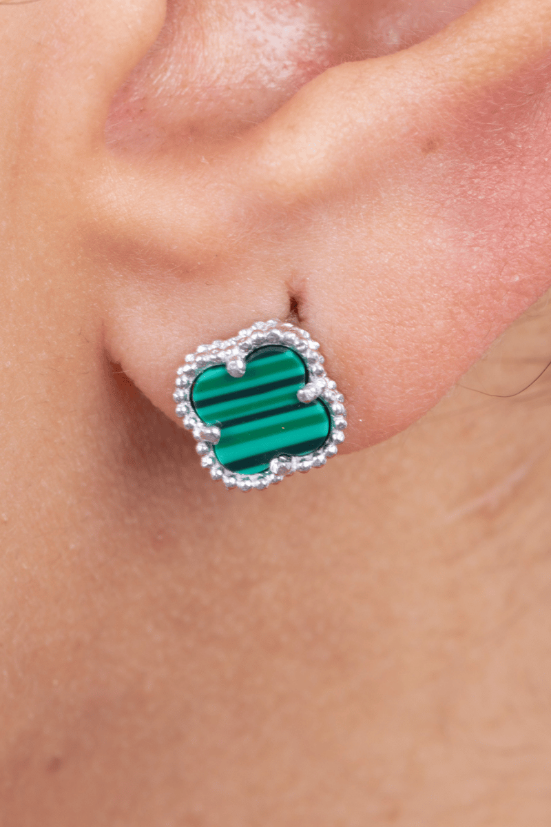 V Flower (01) Green Earring