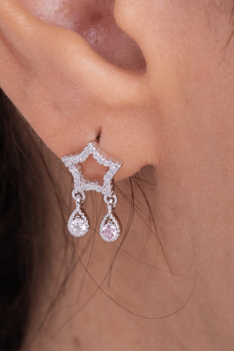 Zircon & Rose Star (06) Earring
