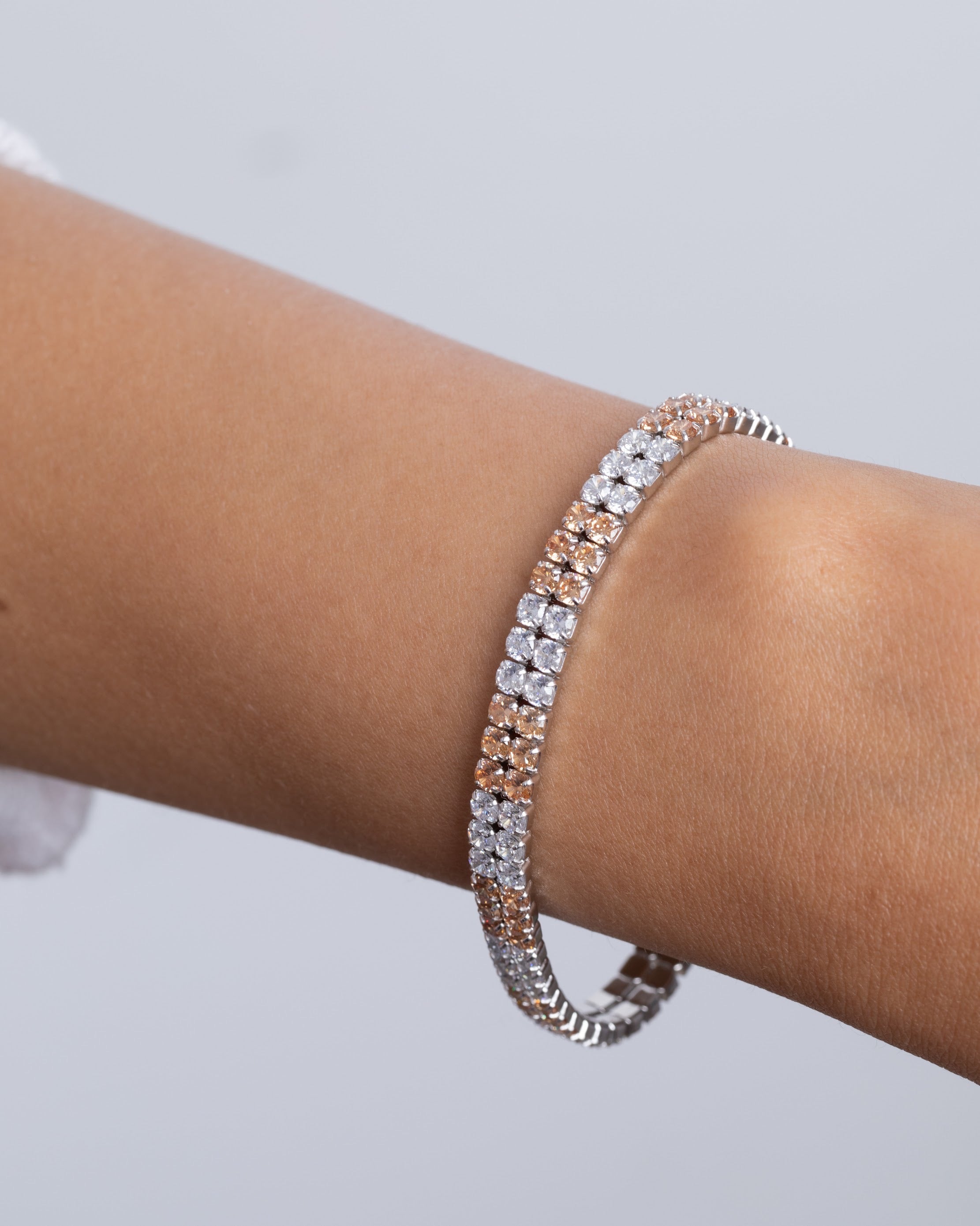 Zircon Light Orange Tennis Double Layer (01) Bracelet