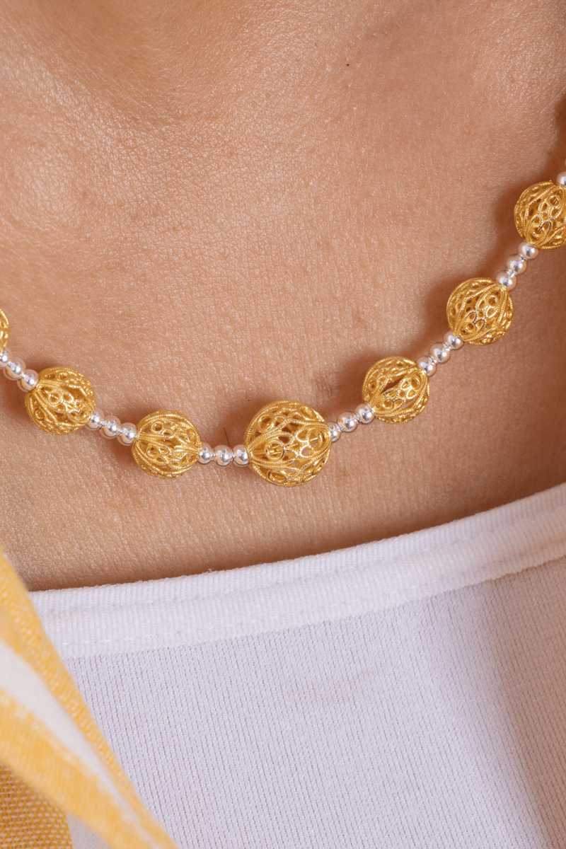 Balls & Circle Mix Gold Necklace