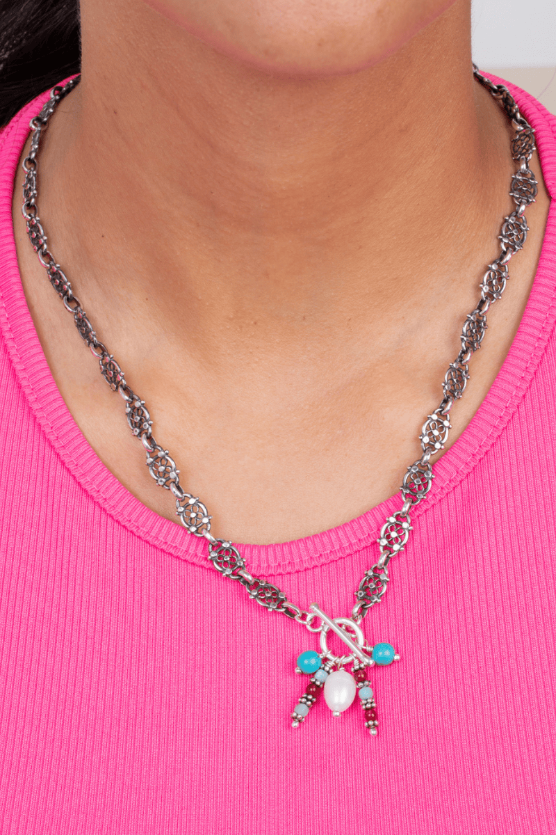 coloerd Belcher chain necklace