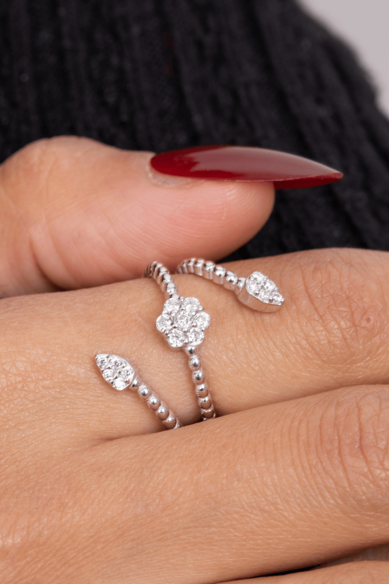 Zircon Flower & Leafs Ring