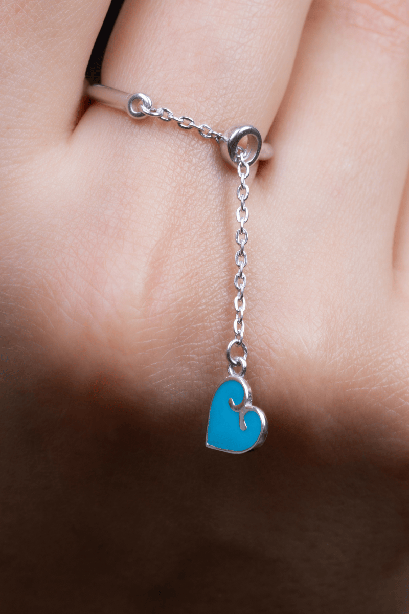 Heart Turquoise chain Ring