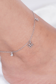 Zircon & Plain Flower (01) Anklet